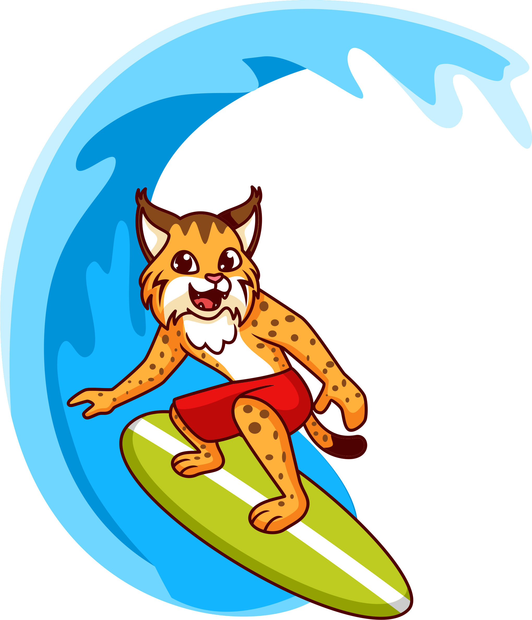Lynx.Surf surfing lynx mascot